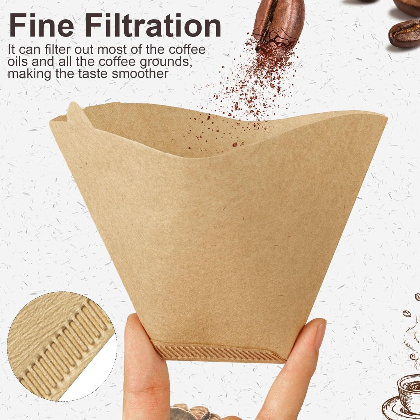 100Pcs Coffee Filters #4, Unbleached Natural Coffee Filters 8-12 Cup, Disposable Coffee Filters, 4 Cone Paper Compatible with Ninja Coffee Maker, Pour Over and Drip Coffee Maker