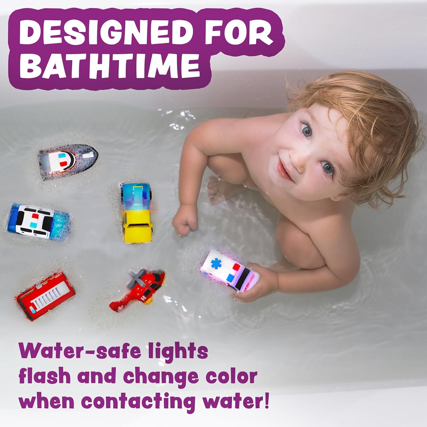 Tub Works® Emergency™ Cars Light Up Bath Toys, 6 Pack | Water-Activate