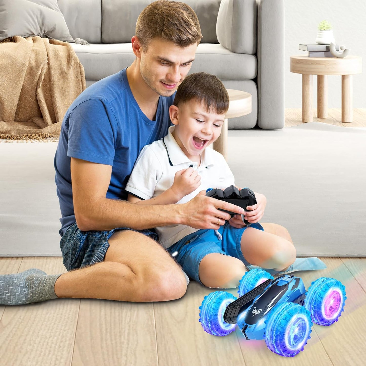 KKONES Remote Control Car, 2.4GHz Double Sided 360° Flips Rotating Ele