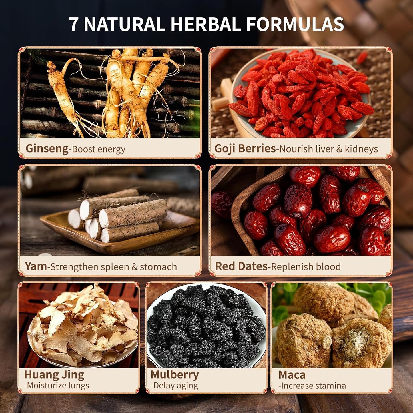 Ginseng Five Treasures Kidney Tea, Traditional Chinese Herbal TeaBags,