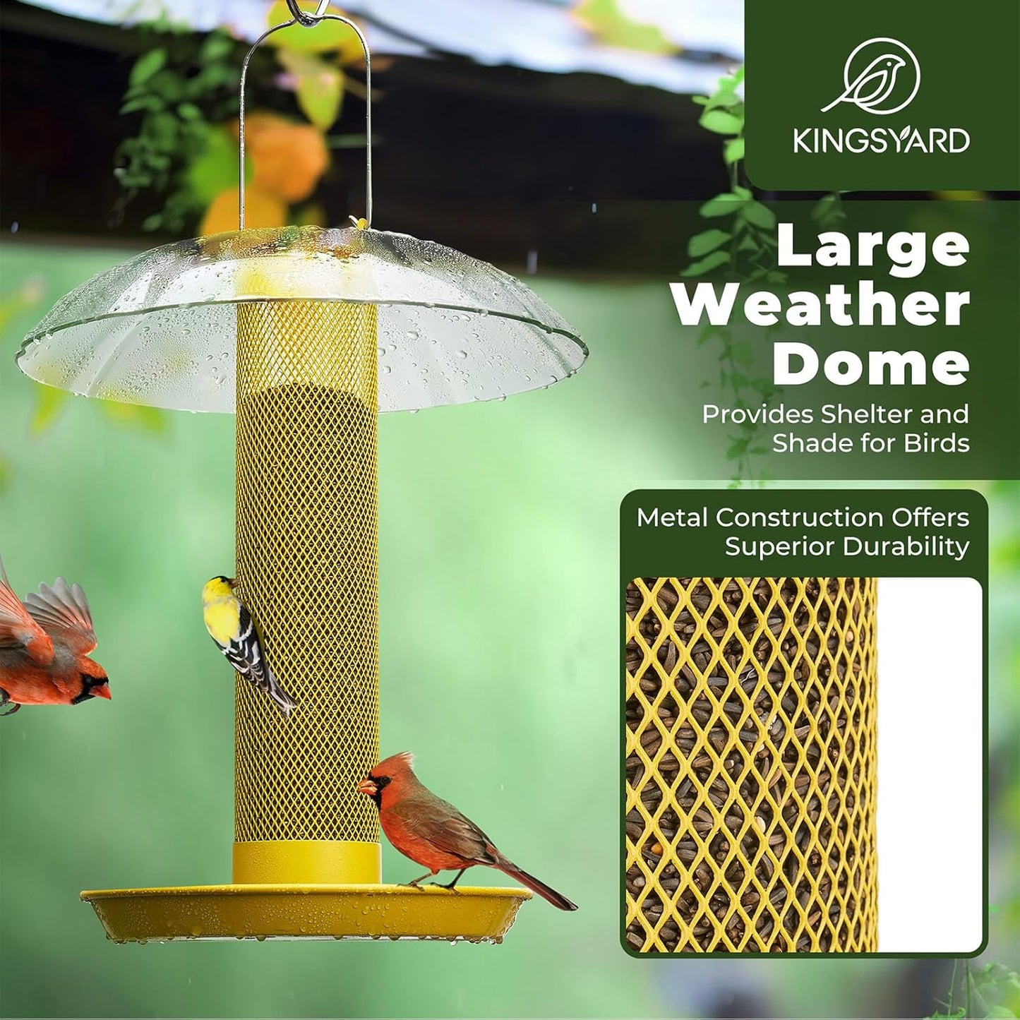 Kingsyard Finch Bird Feeder for Outdoors Hanging, Metal Mesh Tube Bird