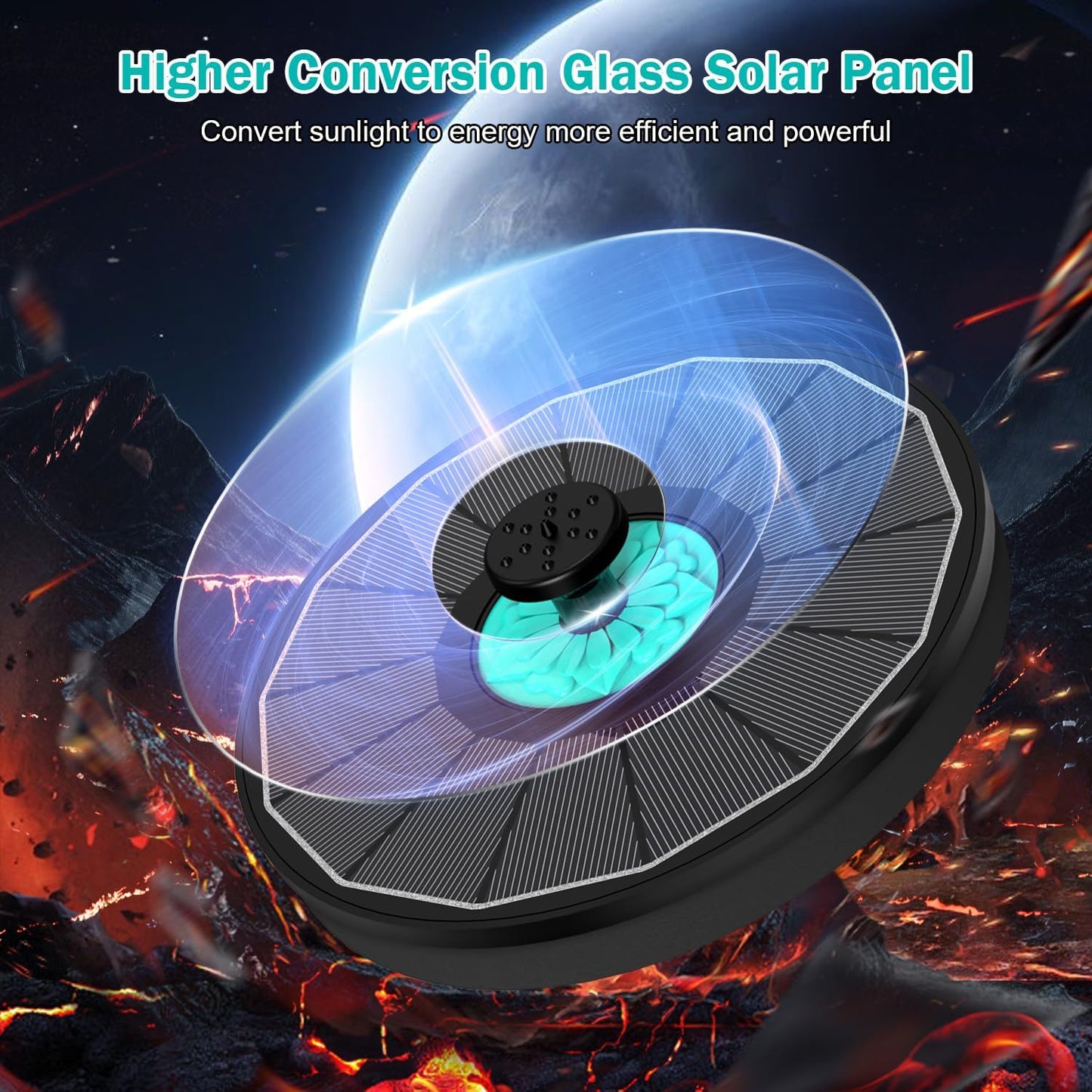 Solar Fountain Cyan Flower, Upgrade 3.5W Solar Bird Bath Fountains, Solar Powered Water Fountain with 7 Nozzles, 4 Fixed Pipes for Hummingbirds, Bird Bath, Garden, Pool, and Pond