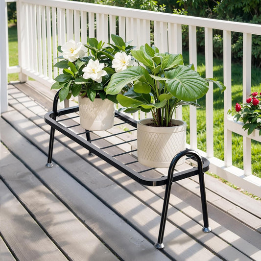 Metal Plant Stand Indoor Outdoor, Heavy Duty 1-Tier Ladder Plant Shelf