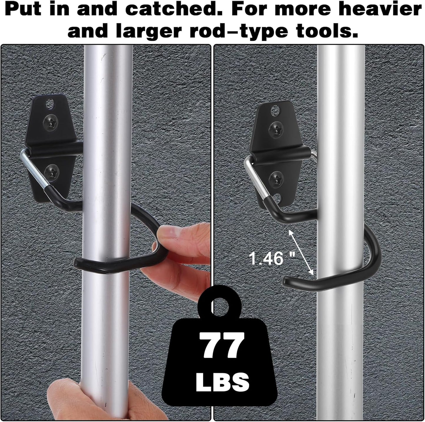 18 Pack Broom Holder Wall Mount - Tool Hangers Garage Wall Hanging Organizer - Heavy Duty Metal Large S Hooks for Mop Shovel Rake Shed Garden Lawn Yard Handle Tools Organization (Black)