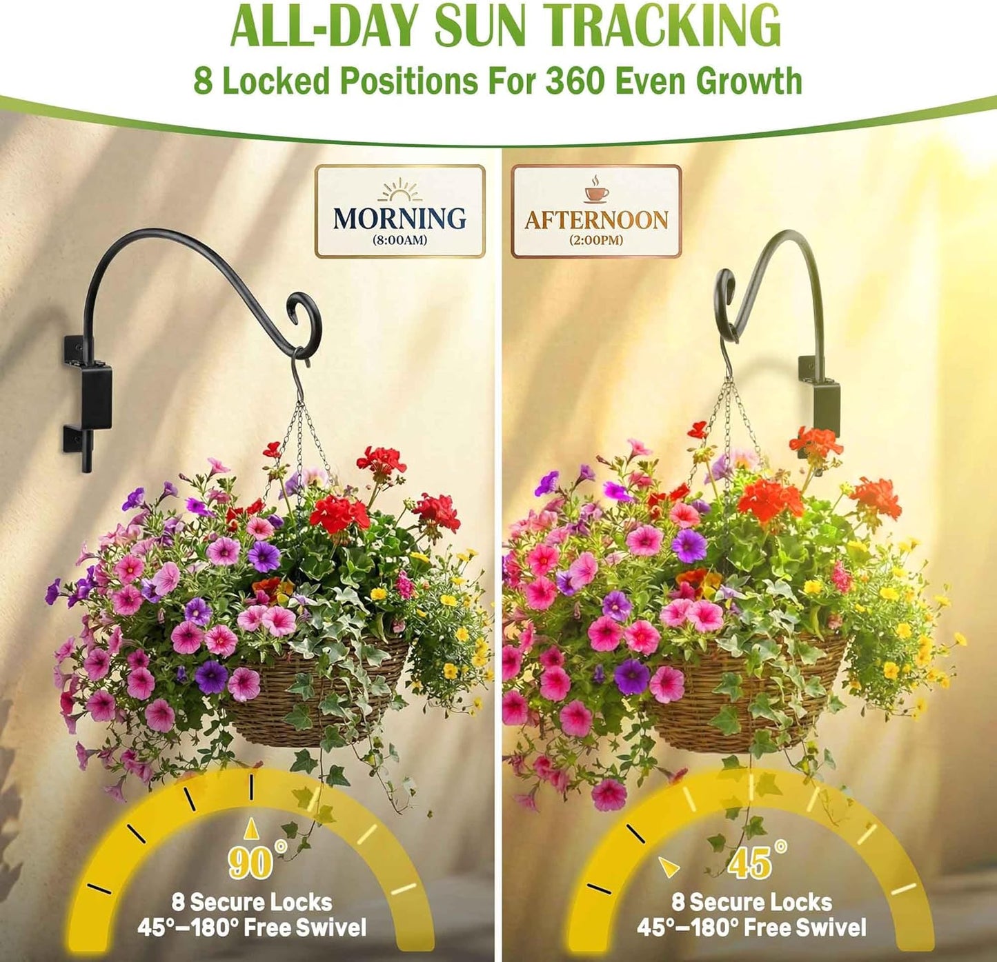 AJART Bird Feeder Hangers Outdoor: 16-Inch Swivel Hanging Plant Bracket for Wall Mount - Swivel Plant Hook for Flower Basket