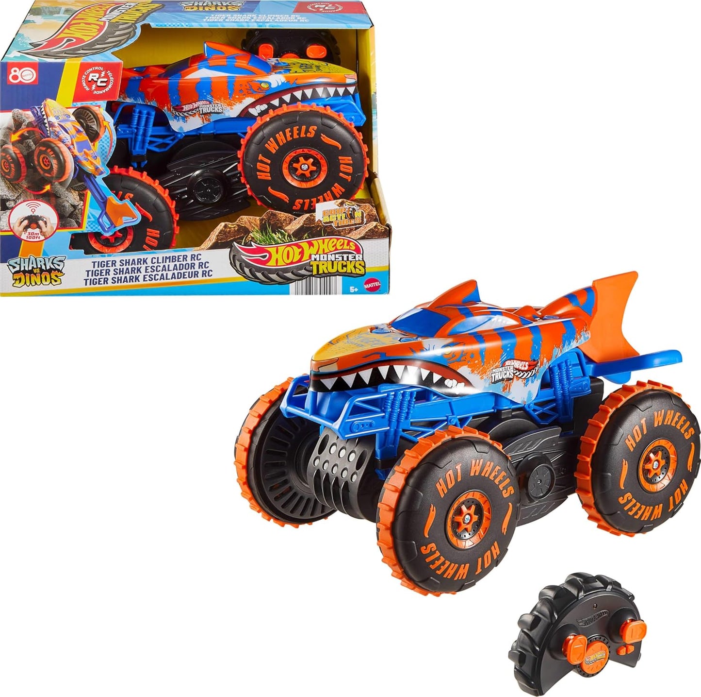 Hot Wheels Monster Trucks Remote Control Toy Vehicle, Large-Scale RC T