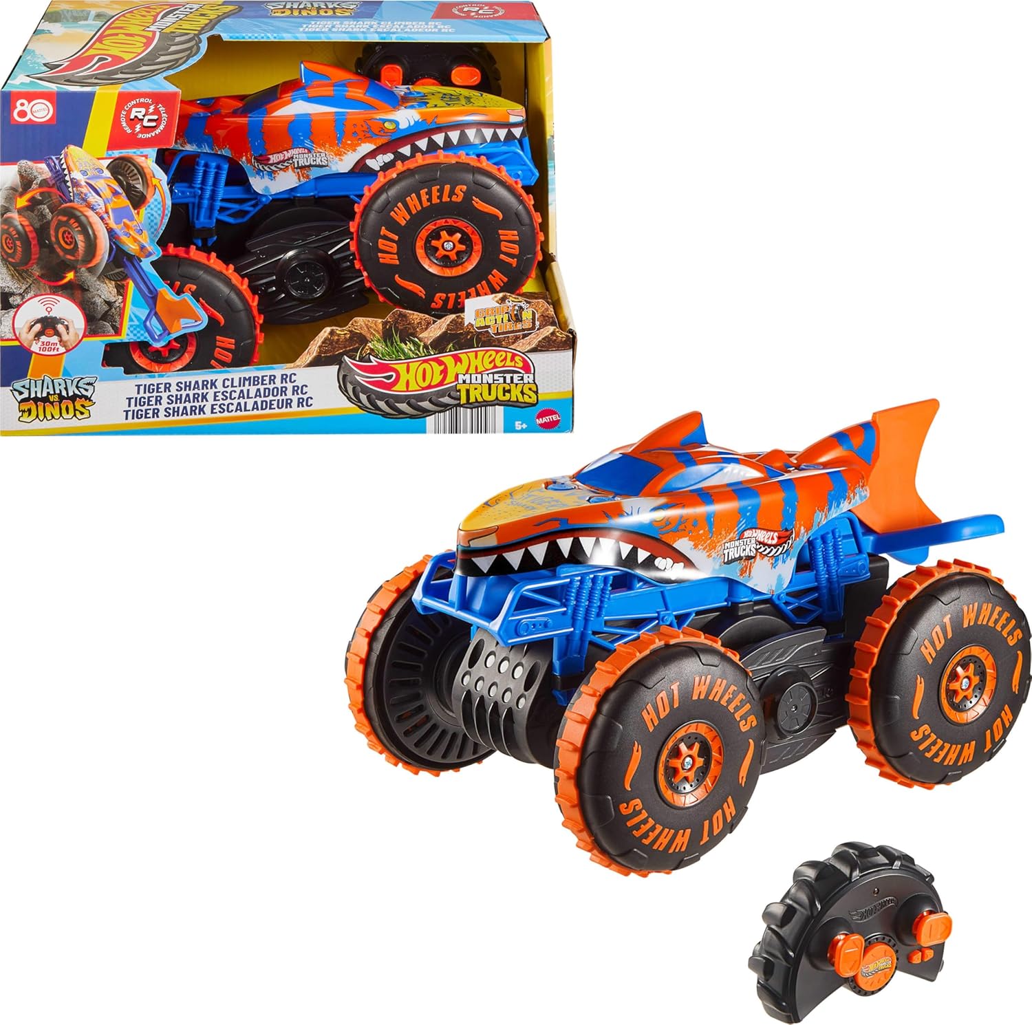 Hot Wheels Monster Trucks Remote Control Toy Vehicle, Large-Scale RC T