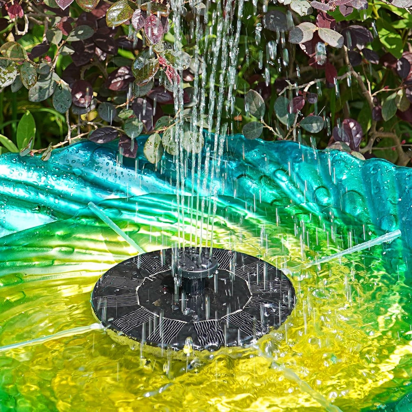 AMZtime 1.4W Solar Bird Bath Fountain with 4 Fixed Rods, Solar Fountain Pump with Upgraded Solar Panels, Solar Powered Floating Water Fountain Pump for Bird Bath, Ponds, Garden, Fish Tank and Outdoor