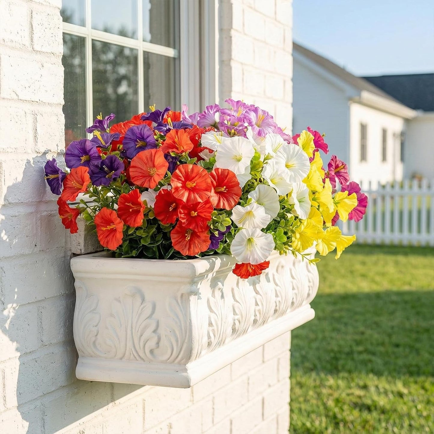 Artificial Flowers, Realistic Fake Morning Glory, Artificial Plants Outdoor, Porch Decoration, for Garden, Patio, Wedding (14, Red, Purple, Yellow, White, Fuchsia, Rose Red, Gradient Purple)