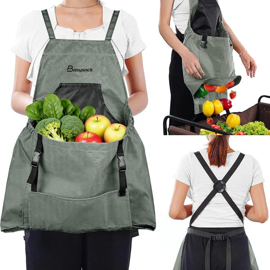 Gardening Apron, Garden Apron with Pockets for Women and Men, Farm Apron for Harvesting Picking Weeding
