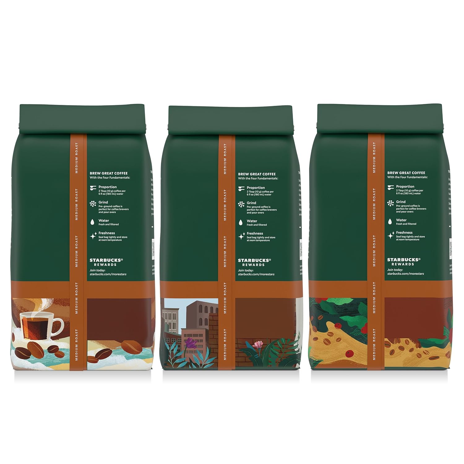 Starbucks Ground Coffee, Medium Roast Hot or Iced Coffee, Variety Pack