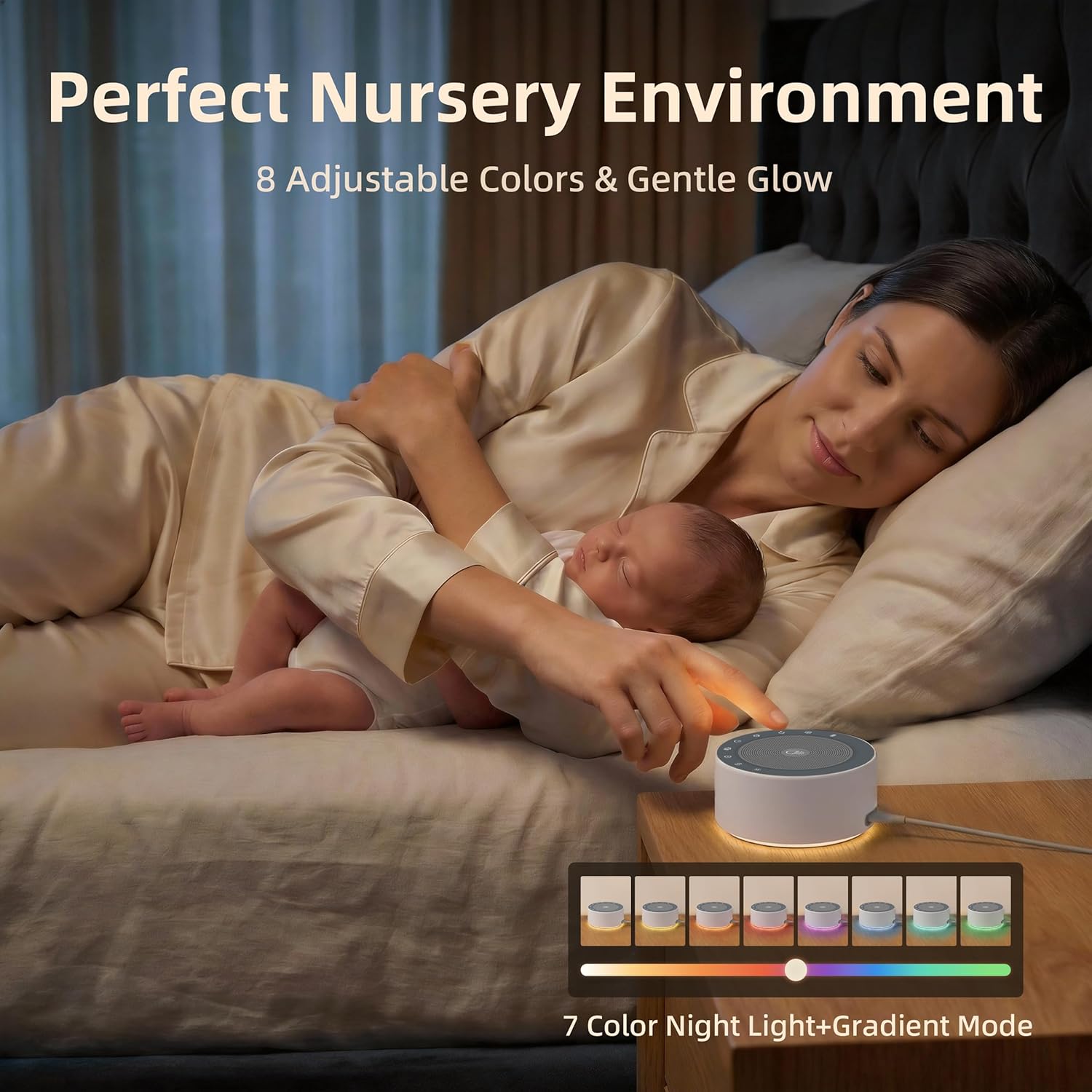 Kipcush White Noise Machine with Night Light – Nursery Sound Machine w