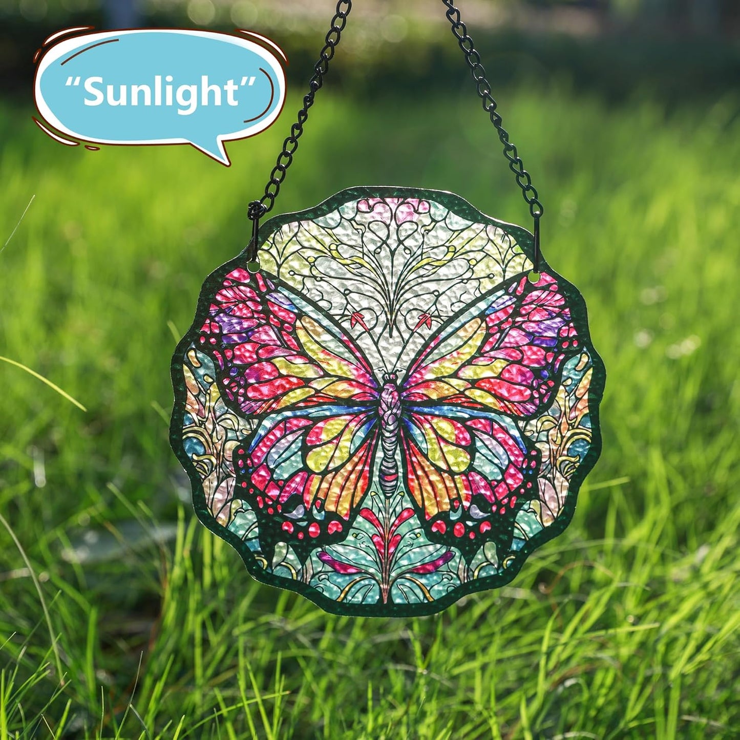 H&D HYALINE & DORA 6.5”Butterfly Stained Glass Window Hanging Butterfly Suncatchers for Window Hanging Stained Glass Panels Wall Art Decor Gifts for Women