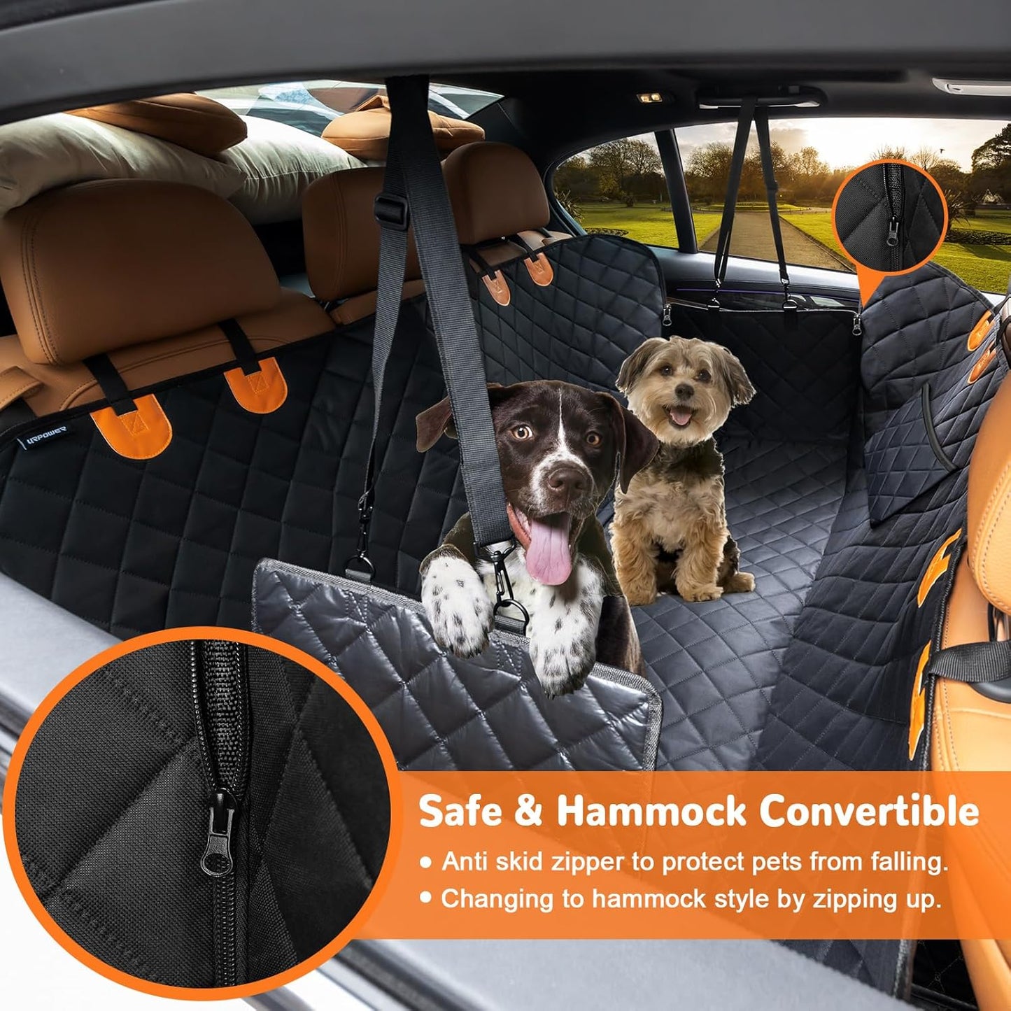 URPOWER Dog Car Seat Cover for Pets 100% Waterproof Seat Cover Hammock