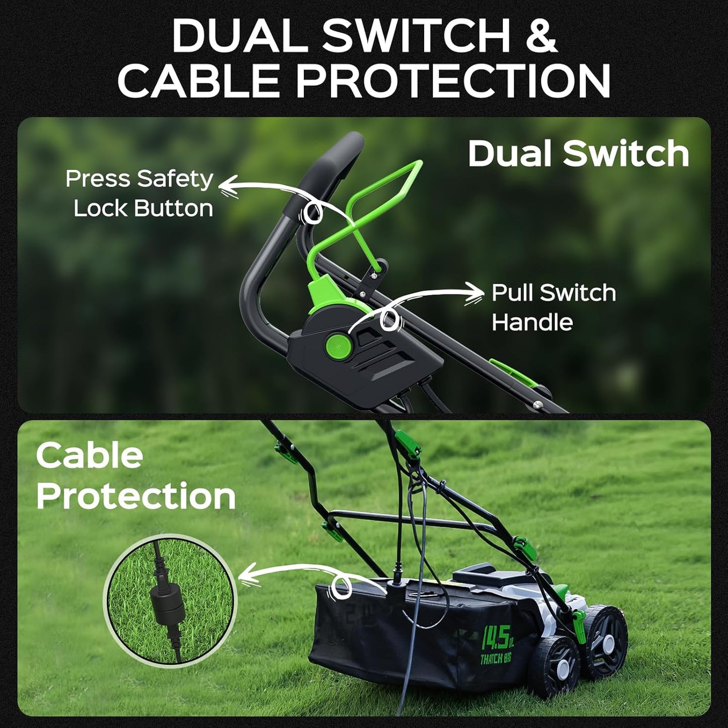 2026 Upgrade 16-Inch 15.5 Amp 2-in-1 Electric Dethatcher and Scarifier