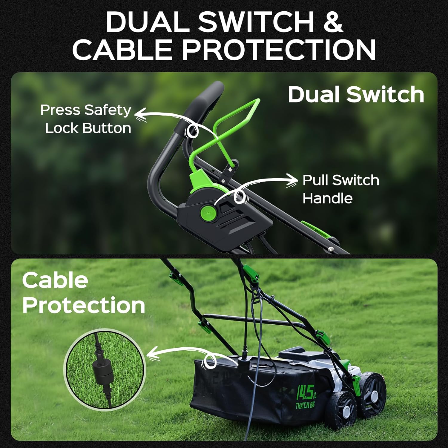 2026 Upgrade 16-Inch 15.5 Amp 2-in-1 Electric Dethatcher and Scarifier