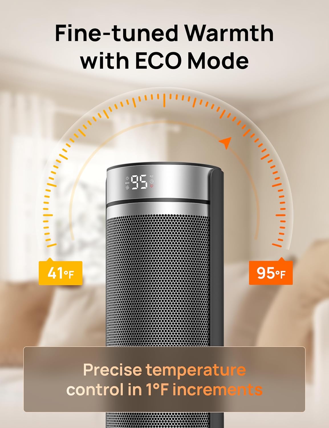 DREO Space Heater for Large Room, 23 Inch Electric Heaters for Indoor 
