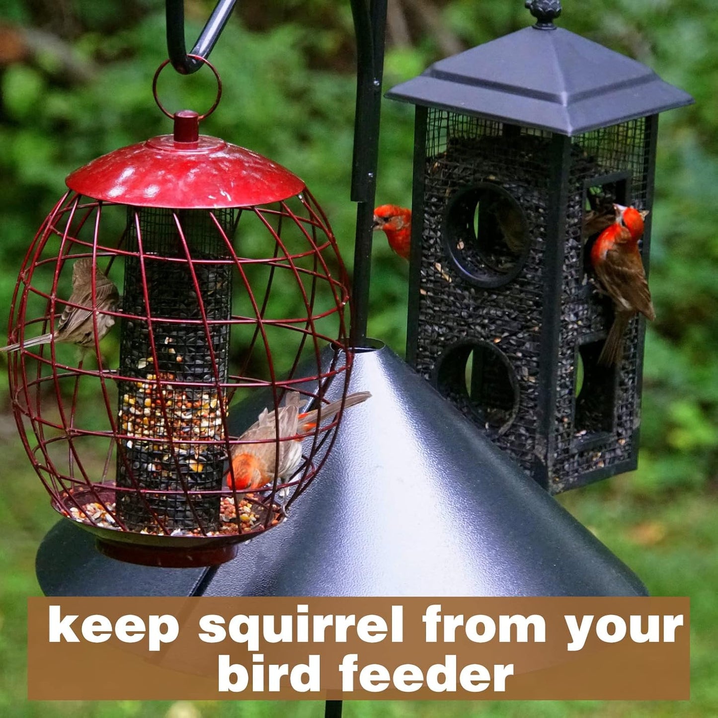 Tanlade 2 Pack Squirrel Baffle Guard Black Plastic Wide Wrap Around Guard Stopper Keep Squirrels Off Bird Feeder Baffle for Bird Feeder Pole Outside Shepherd Hooks(14 Inch)