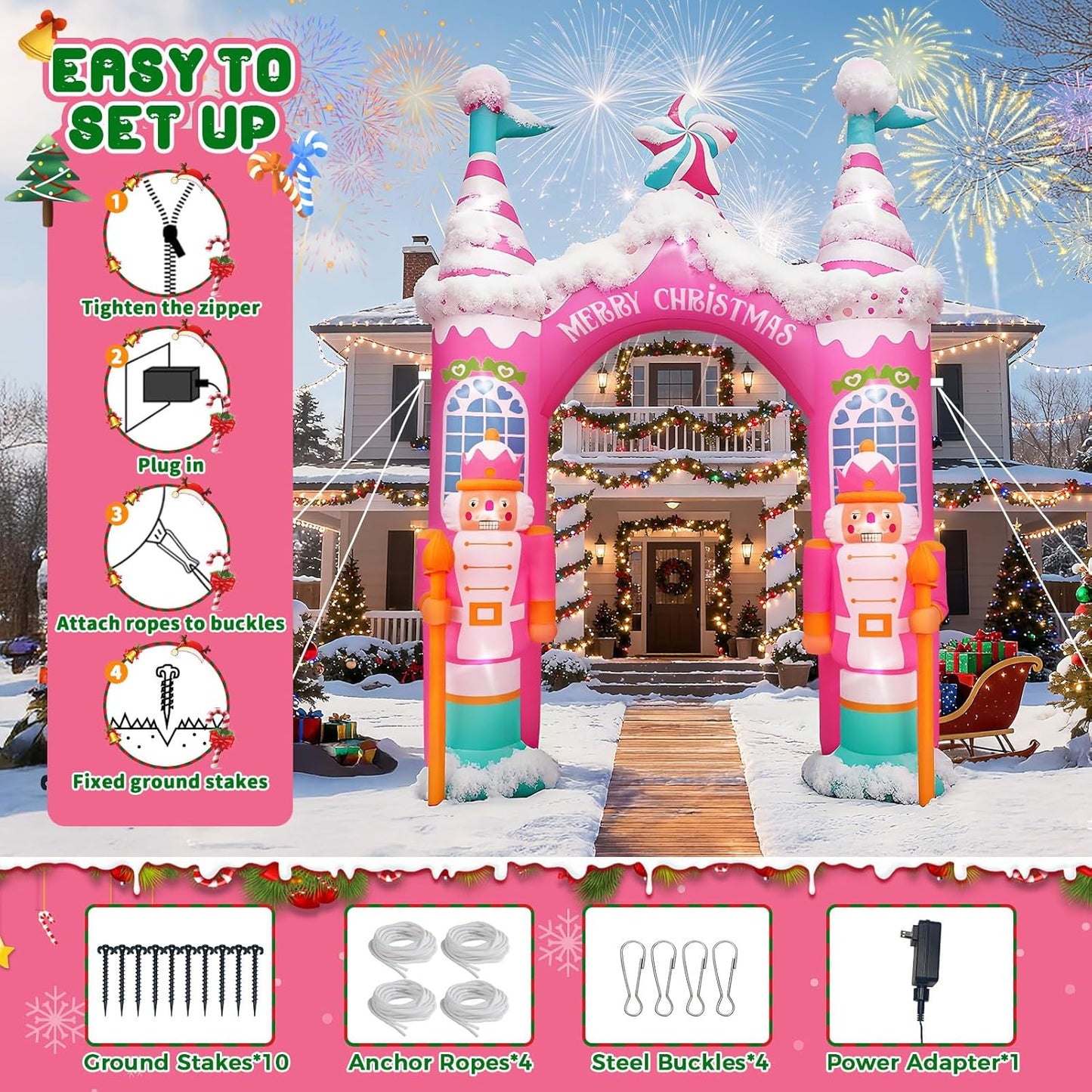 Evoio 12 FT Giant Christmas Archway Inflatables Nutcracker with LED Li