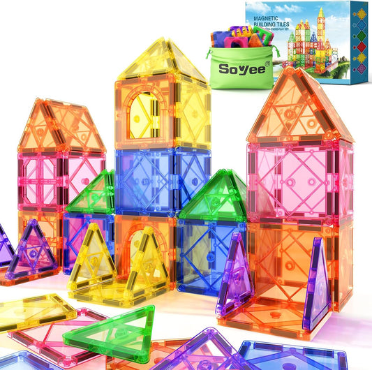 Soyee Magnetic Tiles Toddler Toys Magnetic Building Blocks for Kids Ag