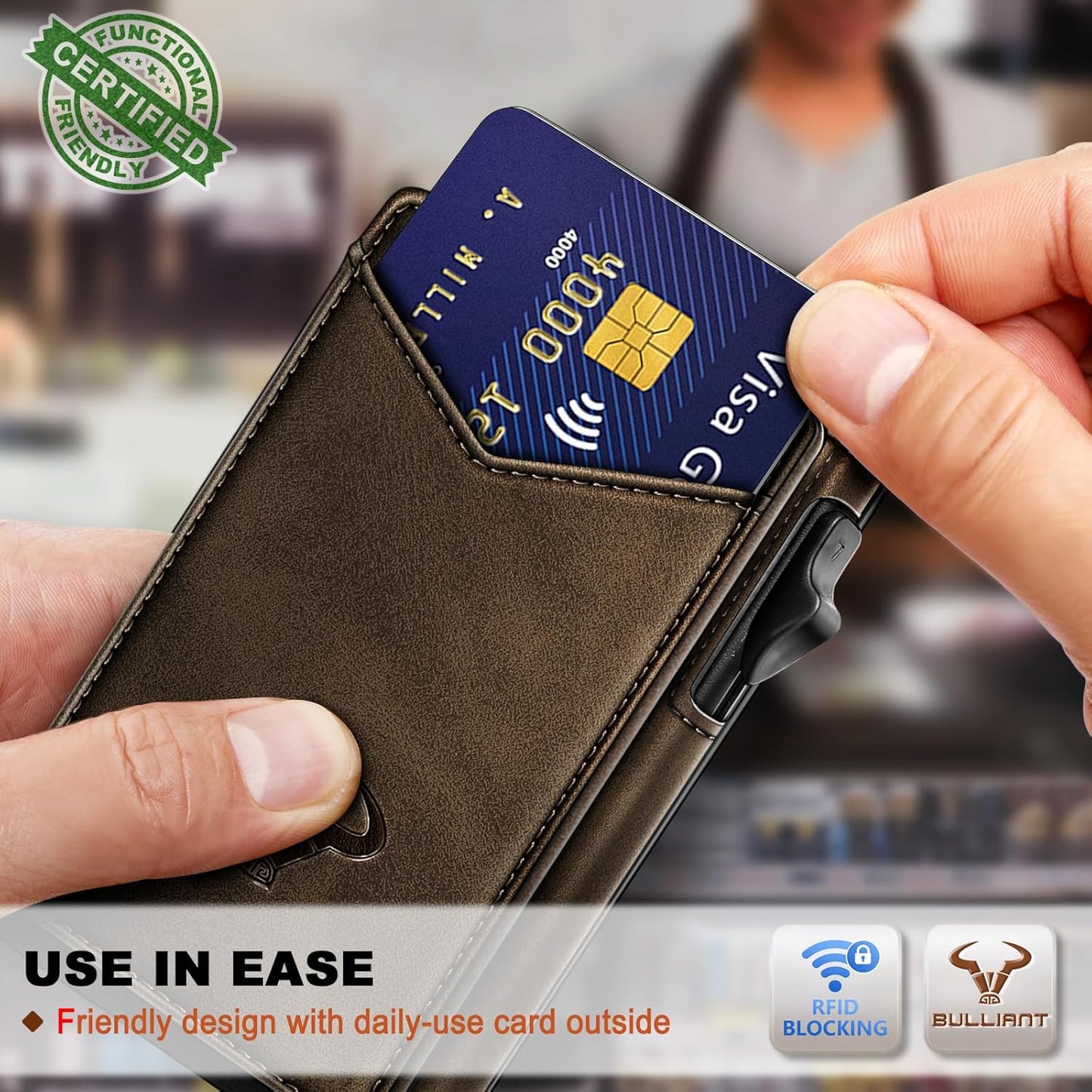 BULLIANT Men Wallet,Magnetic Metal Wallet Money Clip 9Cards Pop-up Acc