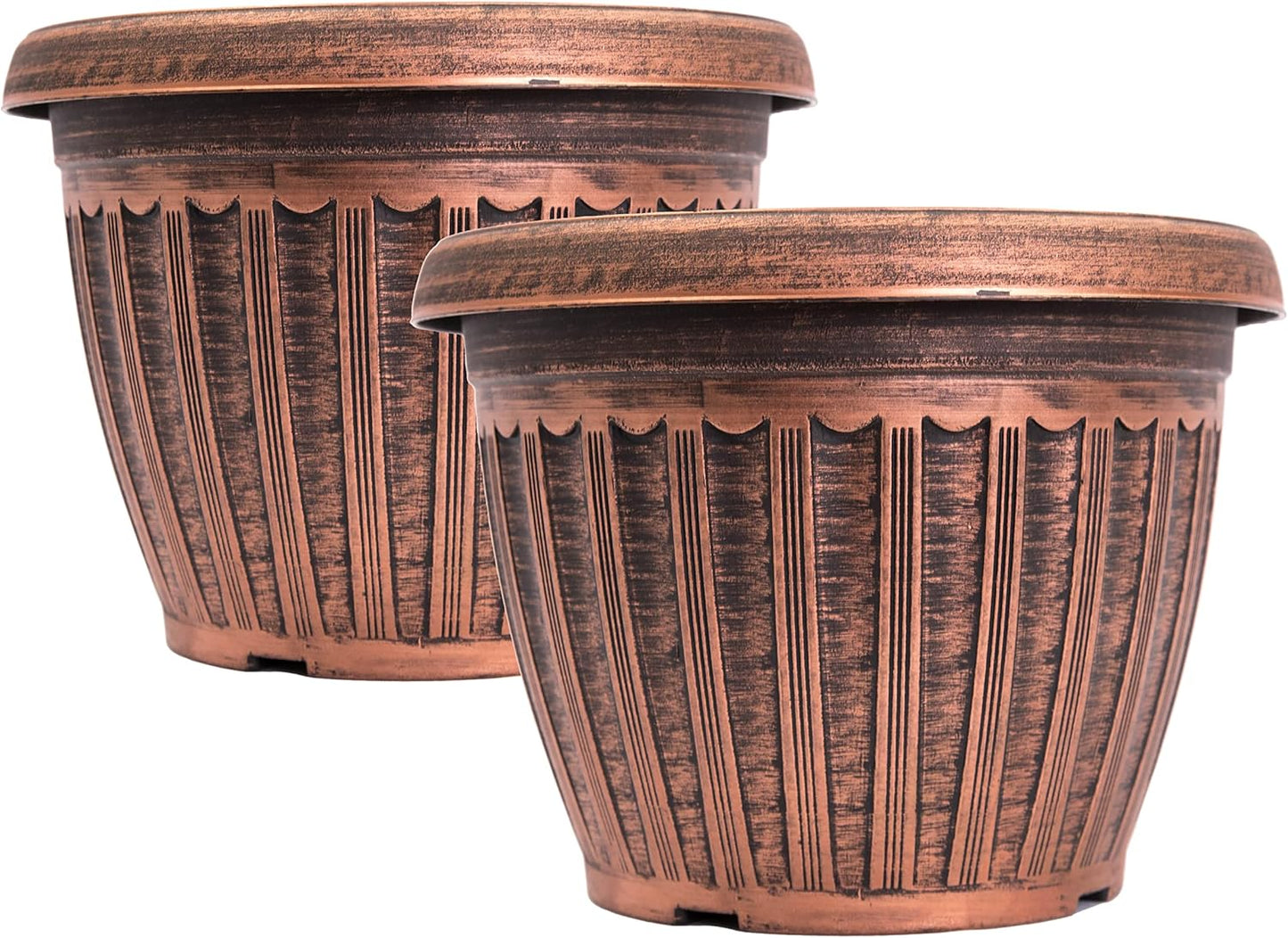 Rustic Copper Look Plastic Planter (2 Pack) Perfect Blend of Style and Durability for Home and Office Decor flowerpot for Garden Patio Office Ornaments Home Decor Long Lasting Lightweight (Copper-S)