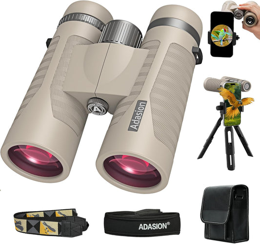 8x42 HD Binoculars for Adults High Powered with Phone Adapter and Trip