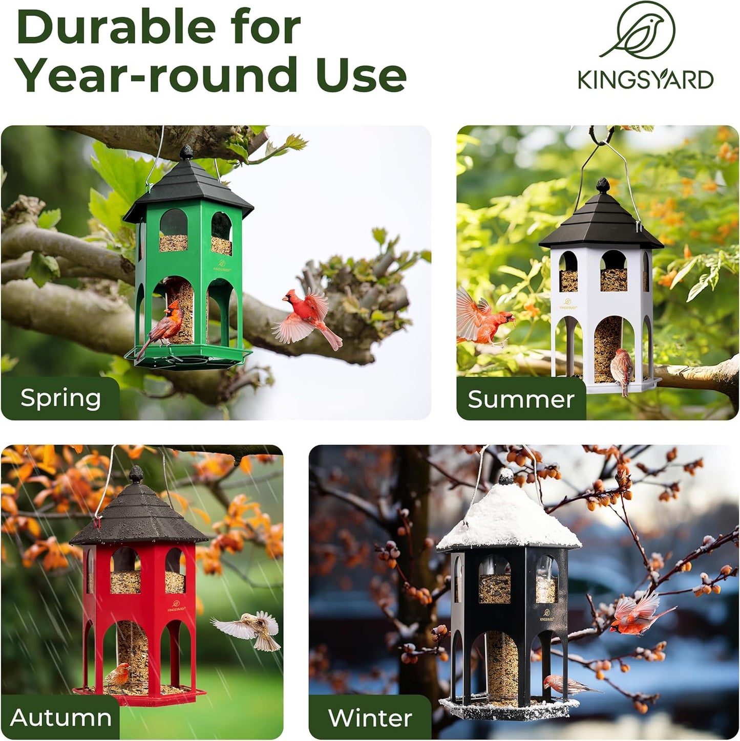 Kingsyard Metal Bird Feeder for Outdoor Hanging, Wild Bird Feeders wit