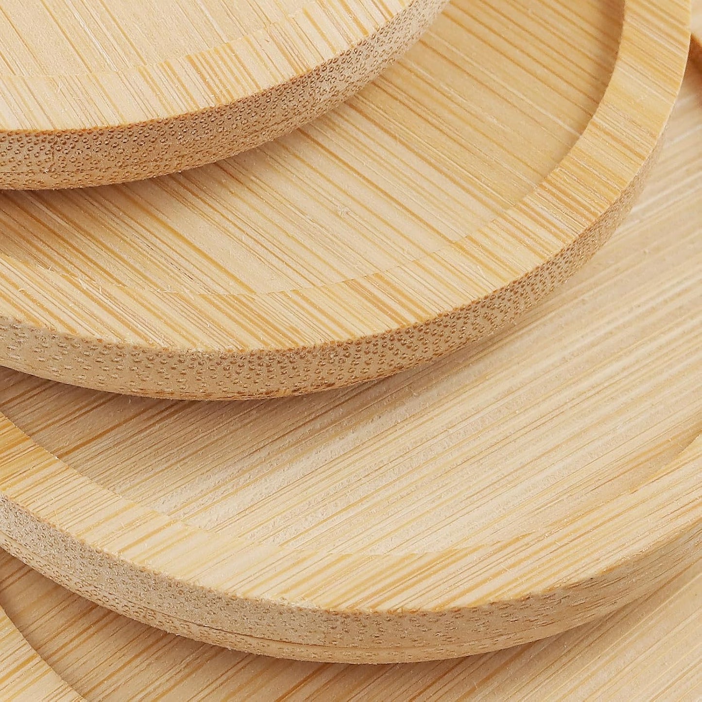 20 PCS 5 Inch Natural Bamboo Coasters, Round Bamboo Planter Saucer Trays, Wooden Drink Coasters for Drinks Plant Pots
