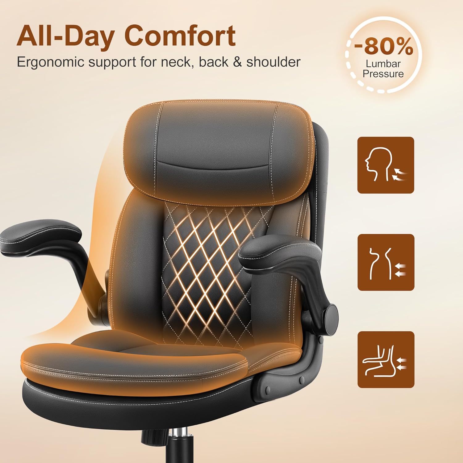 Leather Office Chair, Upgraded PU Computer Desk Chairs with Double-Lay