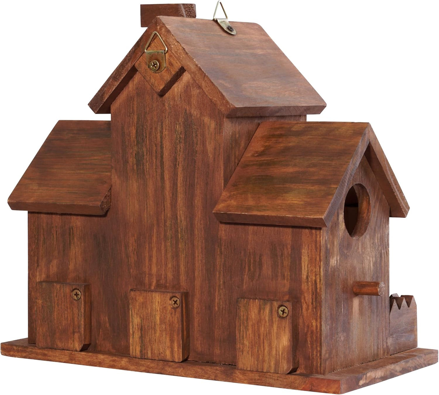 MIXUMON Bird Houses for Outside with Bird Feeder, Outdoor 3 Hole Bird 