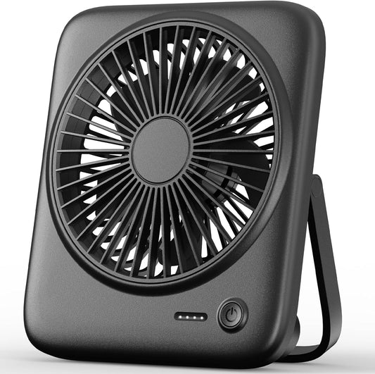 Otlonpe Personal Portable Desk Fan, 4000mAh Small Rechargeable Portable Fan Battery Operated & USB Powered for Travel Sleeping Bedroom Office Home Table, Cordless, Quiet, 4-Speed, 6.5 Inch (Black)