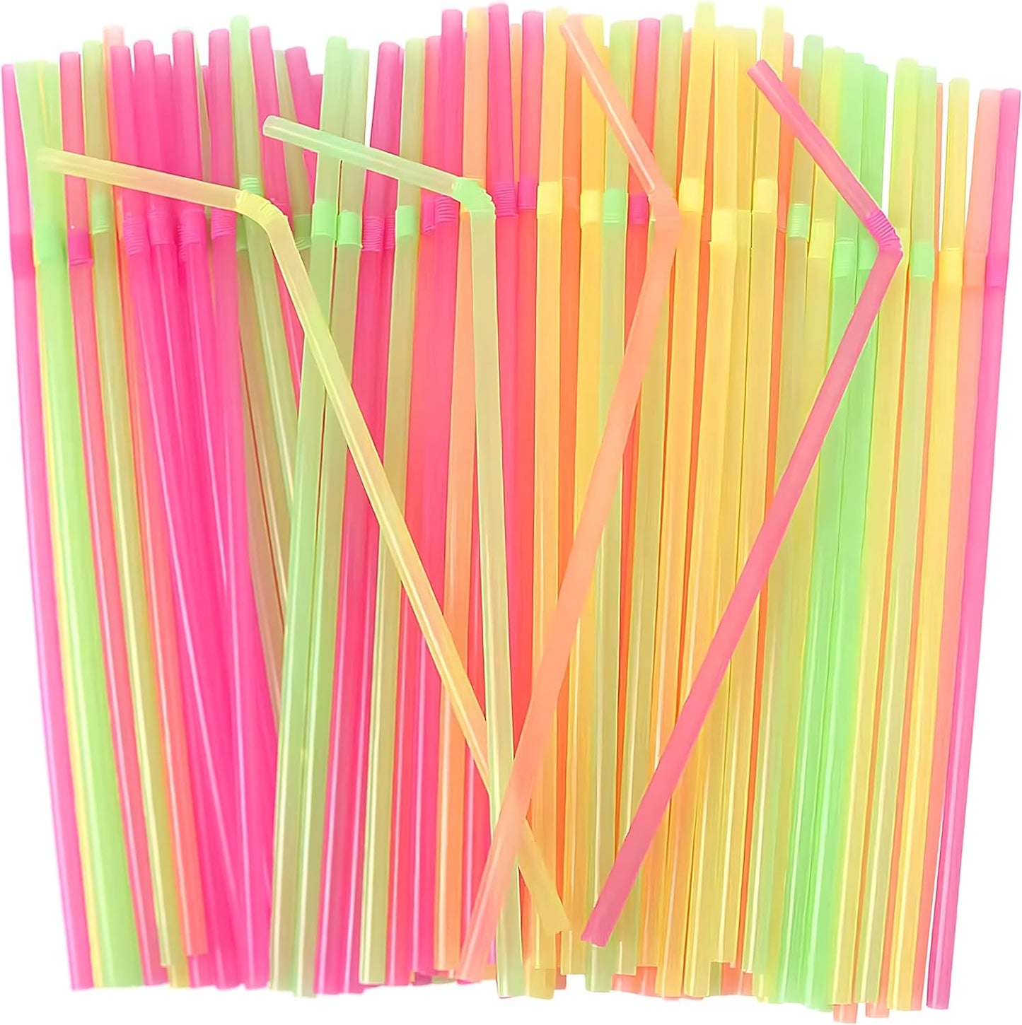 Flexible Plastic Straws Disposable, Vibrant & Colorful Assortment Bendy, Stylish Drinking Straws for Every Occasion & Party Decoration, 175 Count