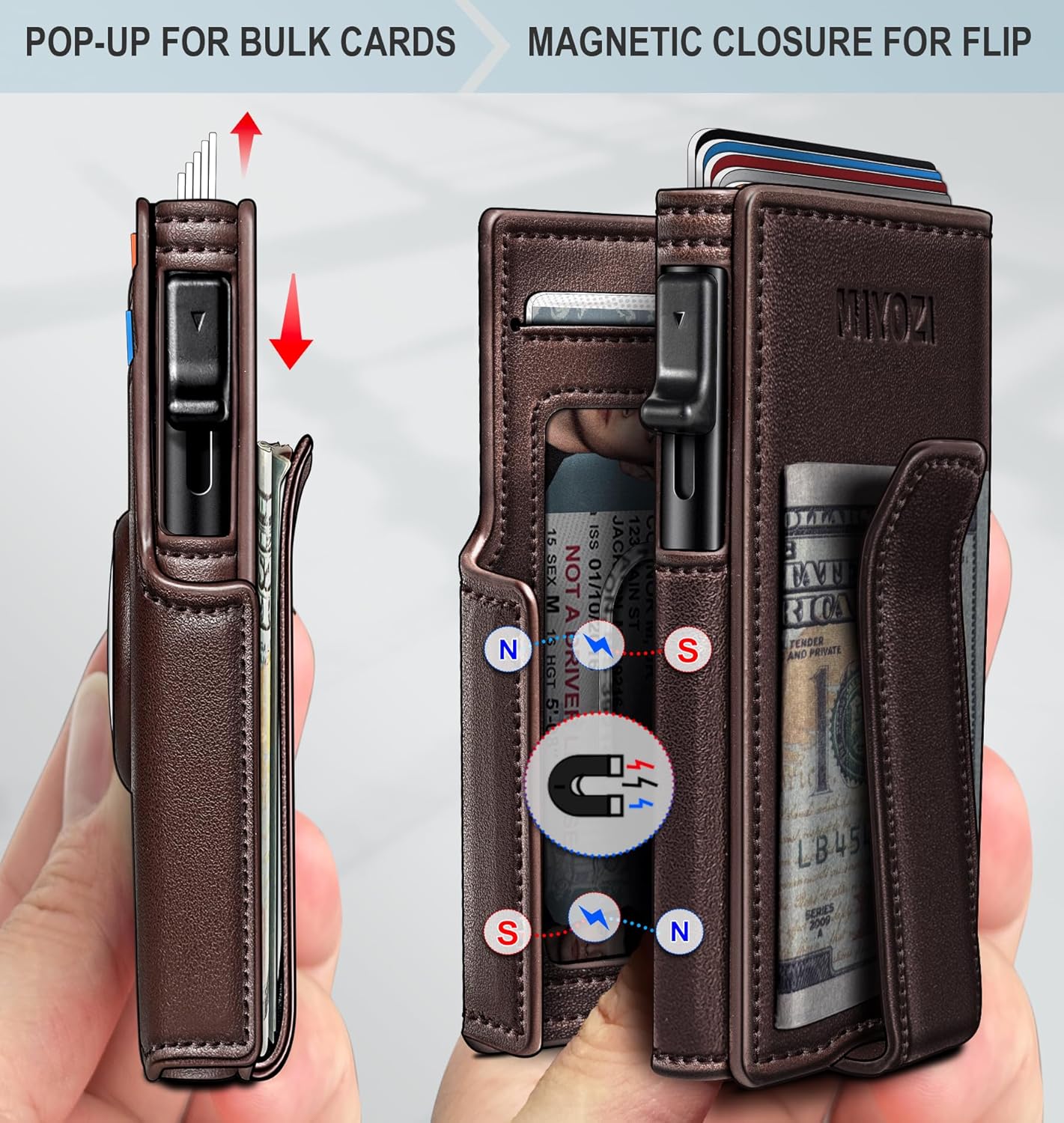 Airtag Wallet for Men,with Money Clip 10 Cards Metal Case Smart Slim P