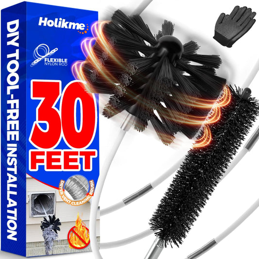 Holikme 30 Feet Dryer Vent Cleaner Kit, Flexible Lint Brush with Drill