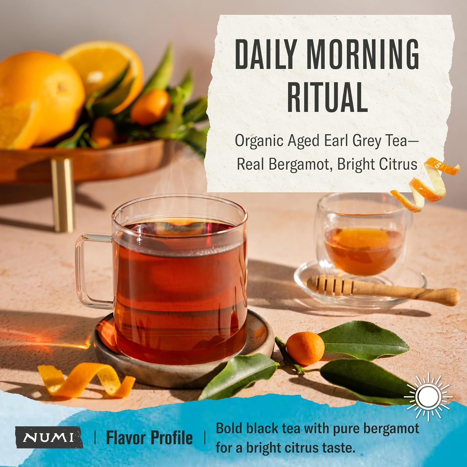Numi Organic Aged Earl Grey Tea | 18 Black Tea Bags | Assam Black Tea 