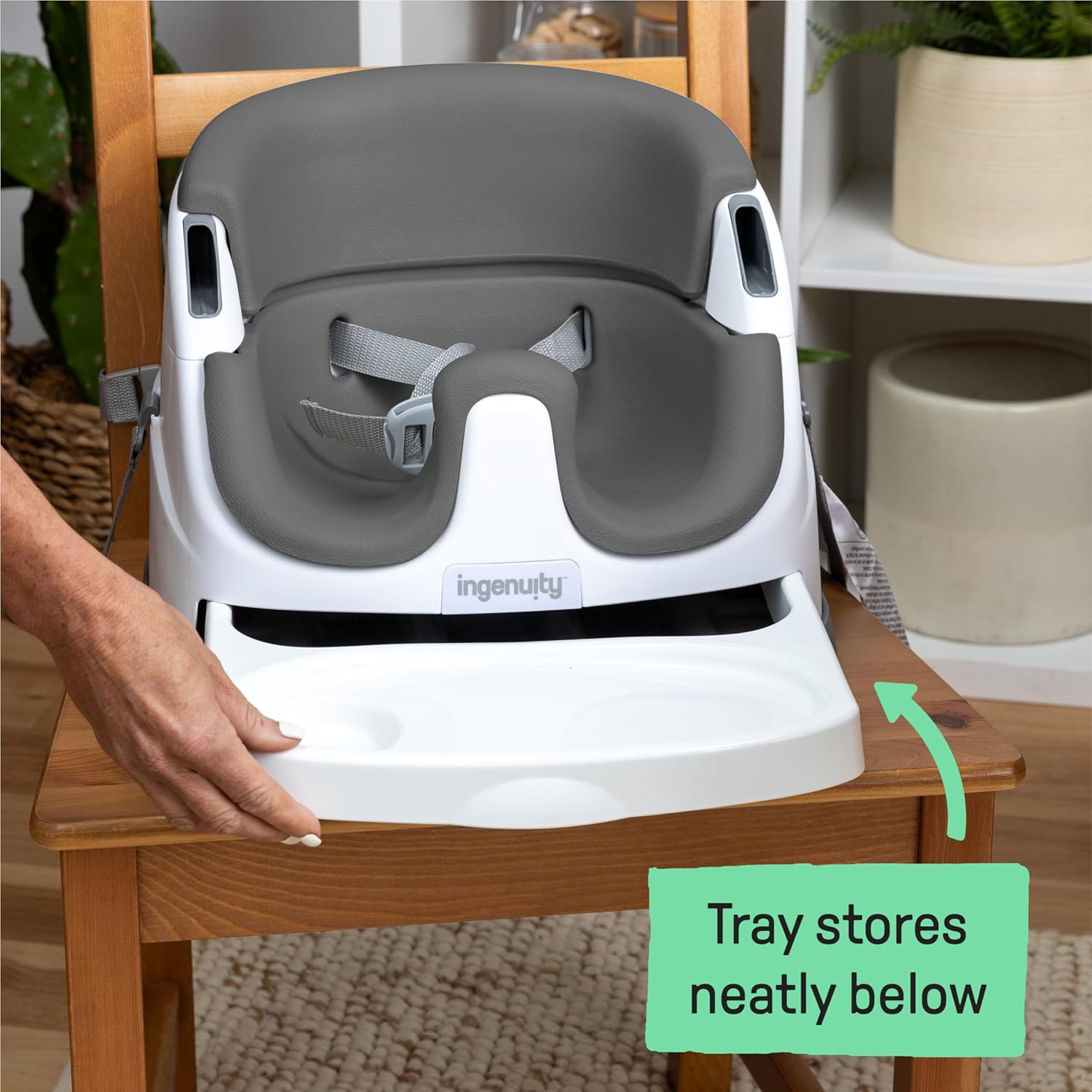 Ingenuity Baby Base 2-in-1 Booster Feeding and Floor Seat with Self-St