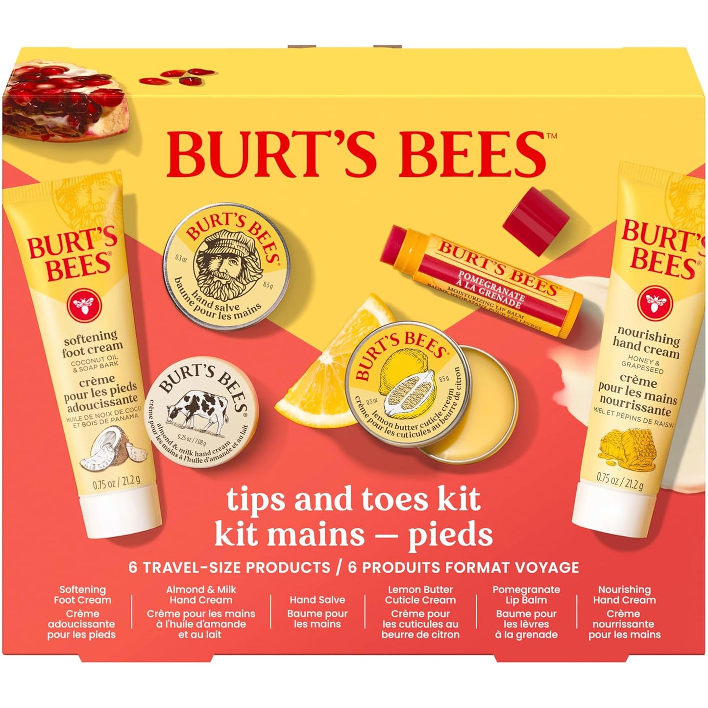 Burt's Bees Gifts Ideas, Tips and Toes Kit, 6 Travel Size Products - P