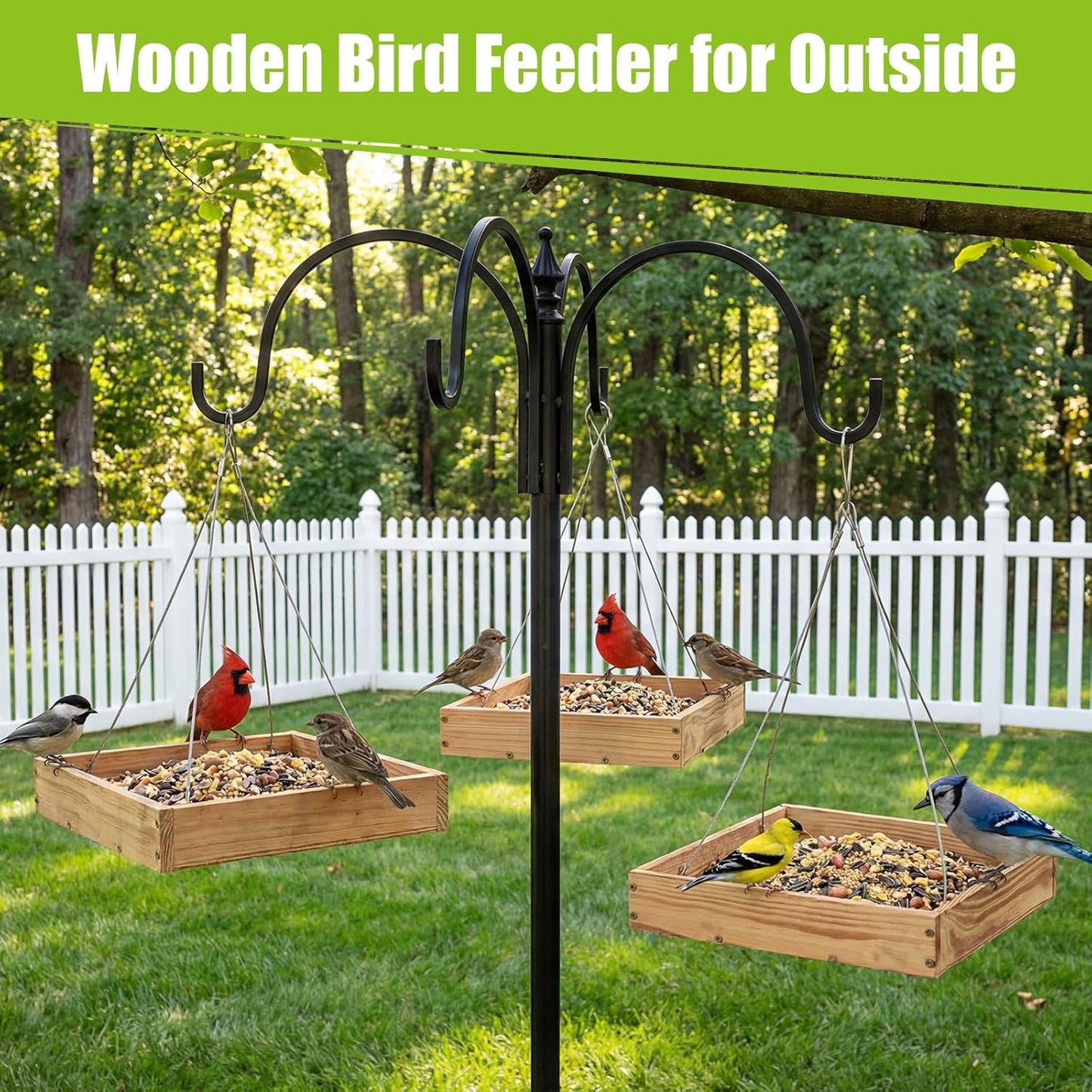 2 Pcs Wooden Platform Bird Feeder Tray for Outdoor Hanging Bird Feeder with Mesh Tray for Wild Birdfeeding Mealworm Outside Garden Backyard