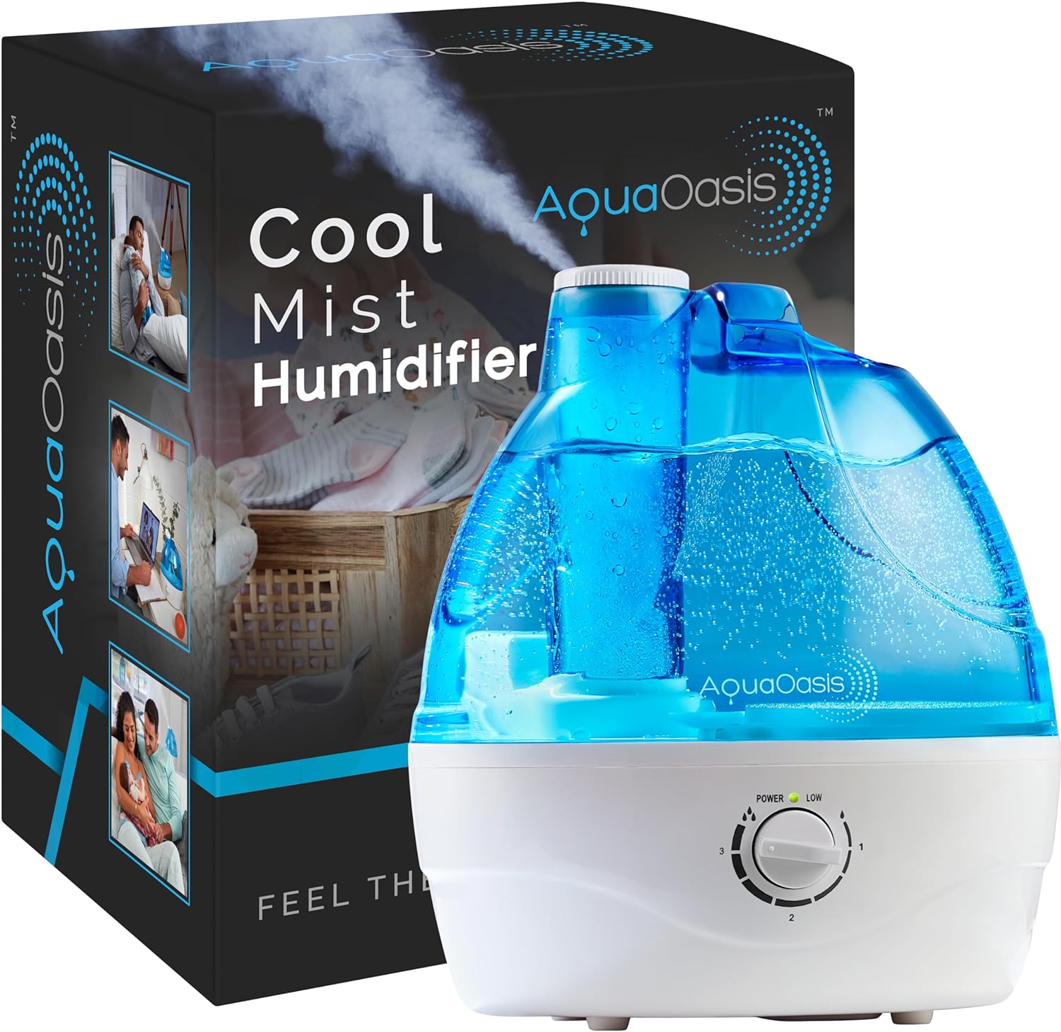 AquaOasis® Cool Mist Humidifier (2.2L Water Tank) Quiet Ultrasonic Hum