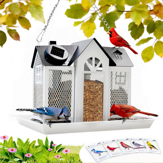 Solar Bird Feeder for Outdoors Hanging with Solar Light, Decorative Ir