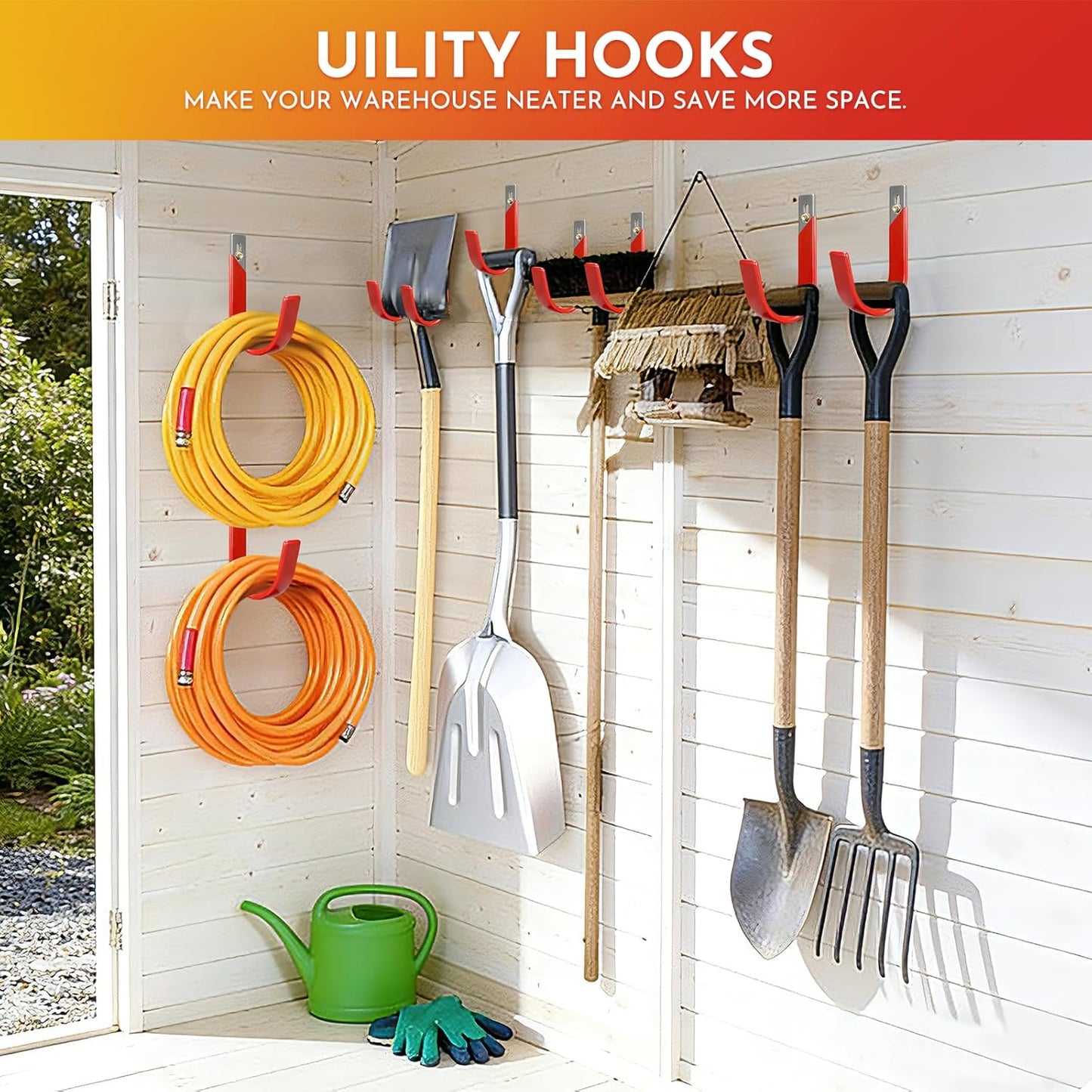 1 Pack Heavy Duty Wall Mount Garage Hooks with Anti-Slip PVC Coating Iron Storage Hooks,Garage Hanger Utility Hooks Indoor Outdoor Organizer for Hanging Bike Ladder Garden Tool