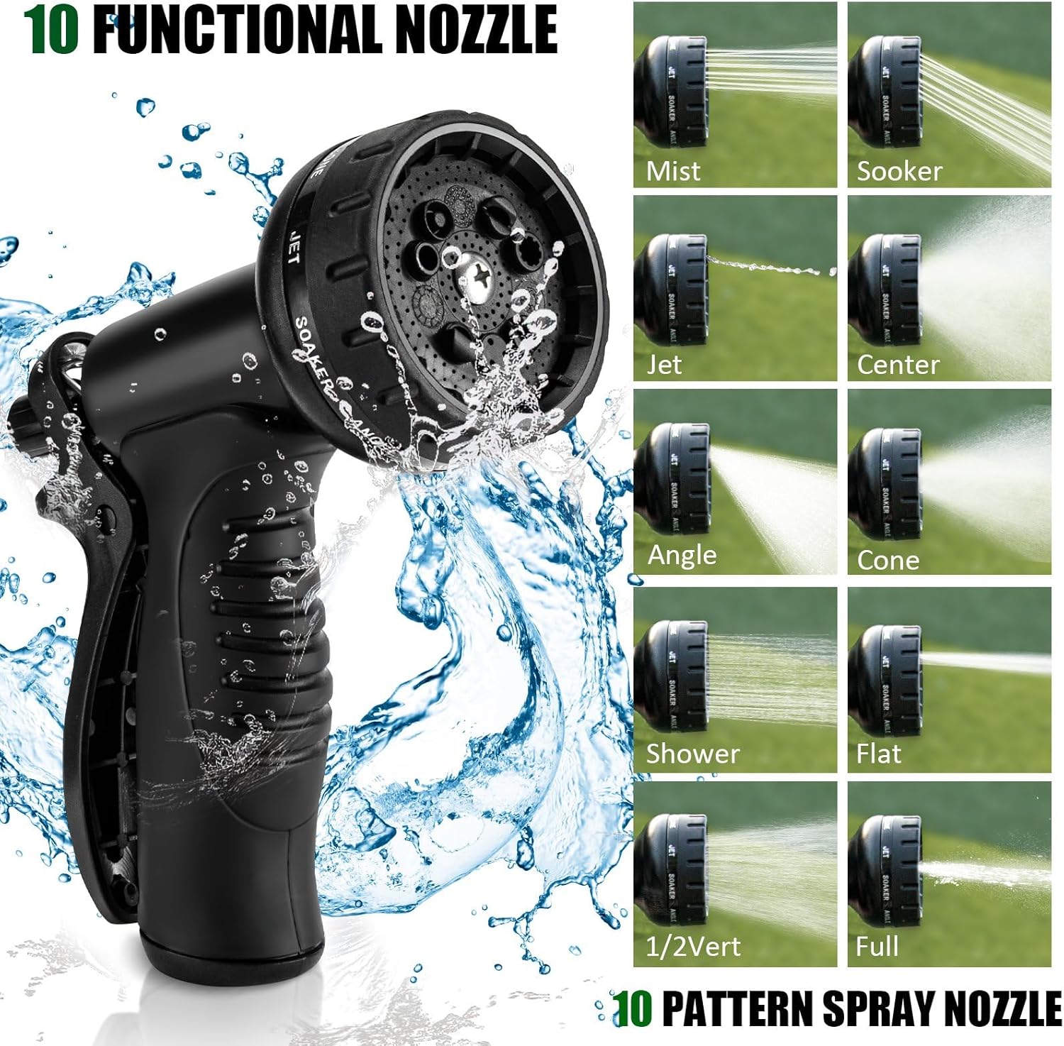 100ft Garden Hose, Heavy Duty Metal Water Hose 100 ft with 10 Function