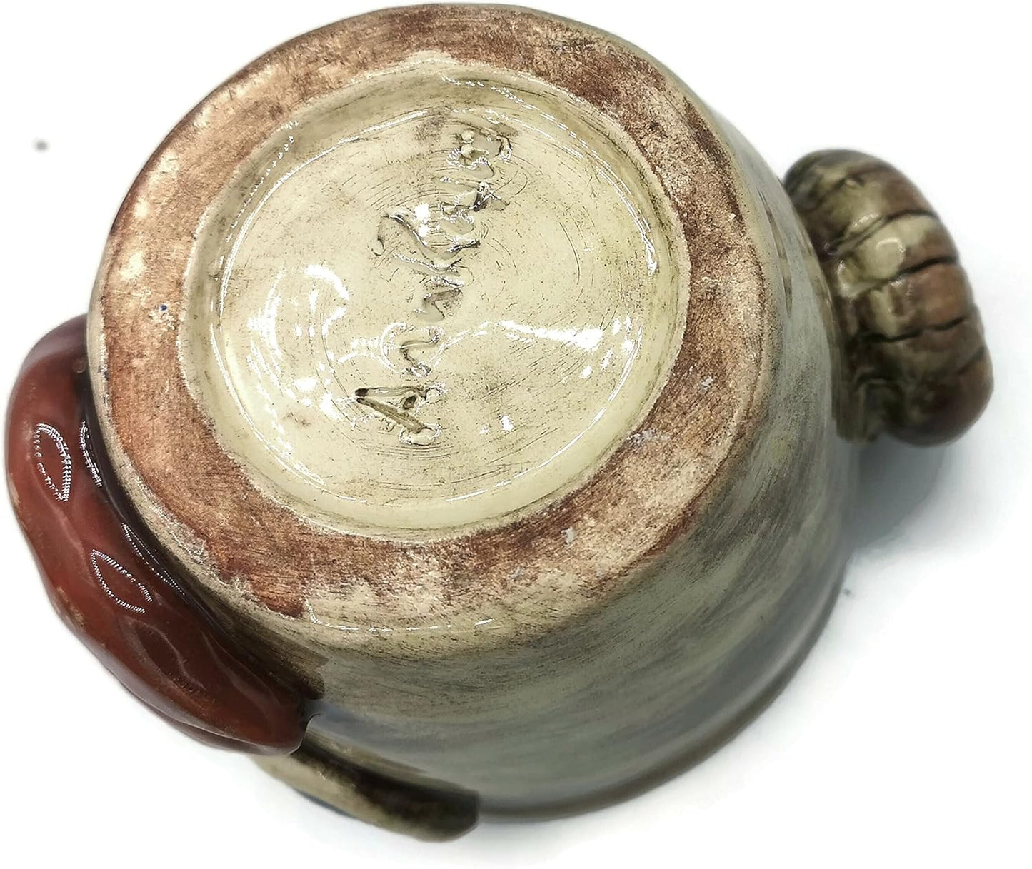Sculptural Ceramic Planter Pot with Face, Ethnic Office Desk Accessories for Men