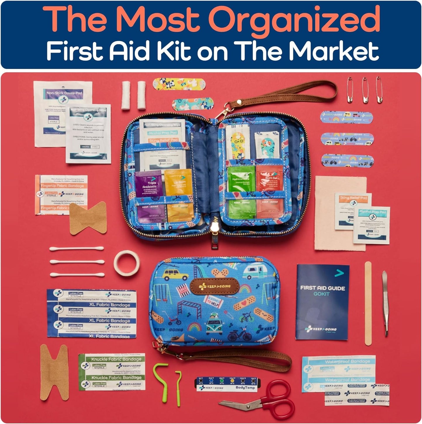 KeepGoing Travel First Aid Kit for Kids – 130 Pc. for Car, Home, Purse
