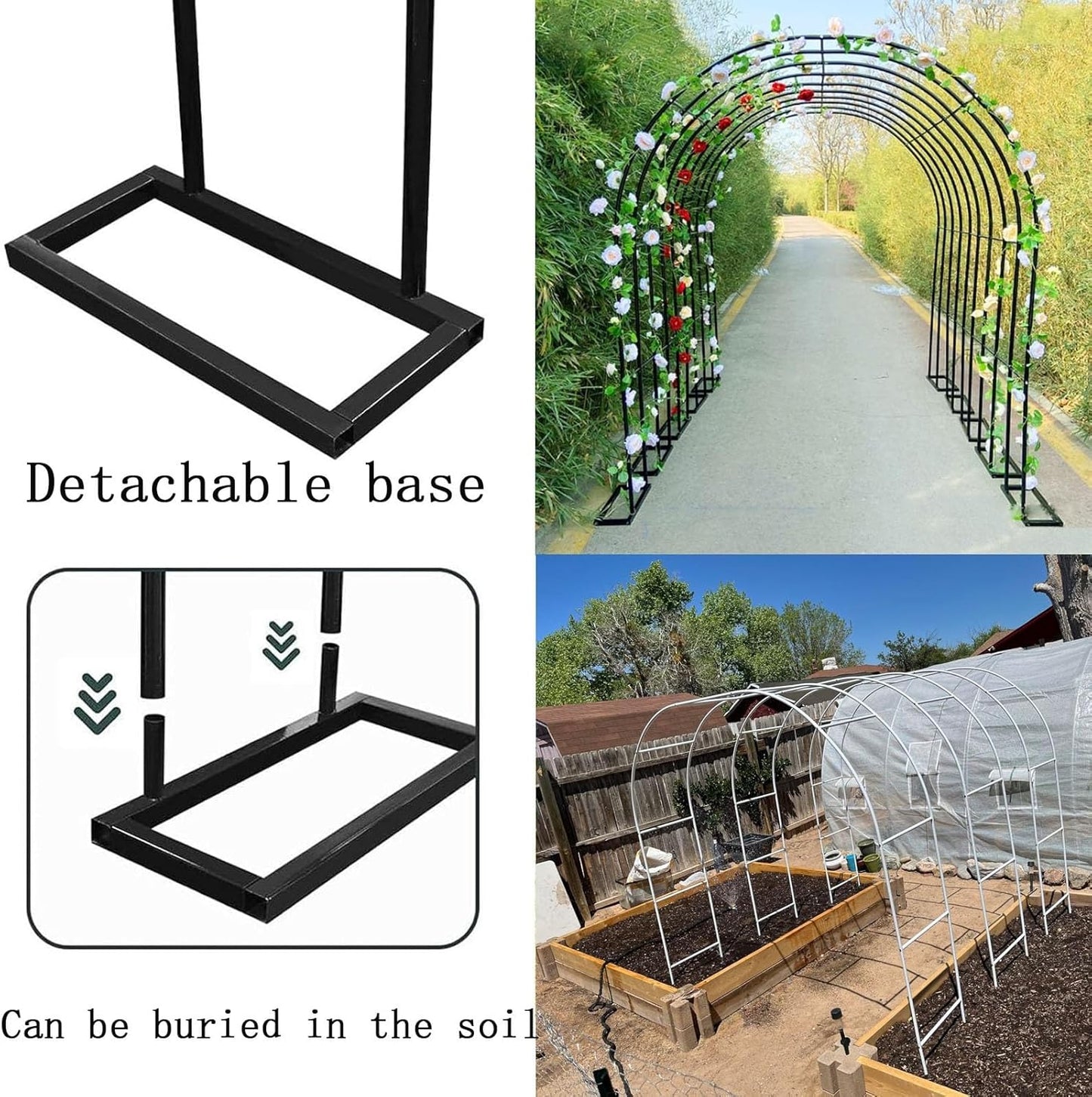Metal Garden Arch Trellis - Outdoor Arbor Pergola, Plant Support for Roses & Vines, Decorative for Gardens, Weddings, Parties - White, 1.2x2.2x0.4m