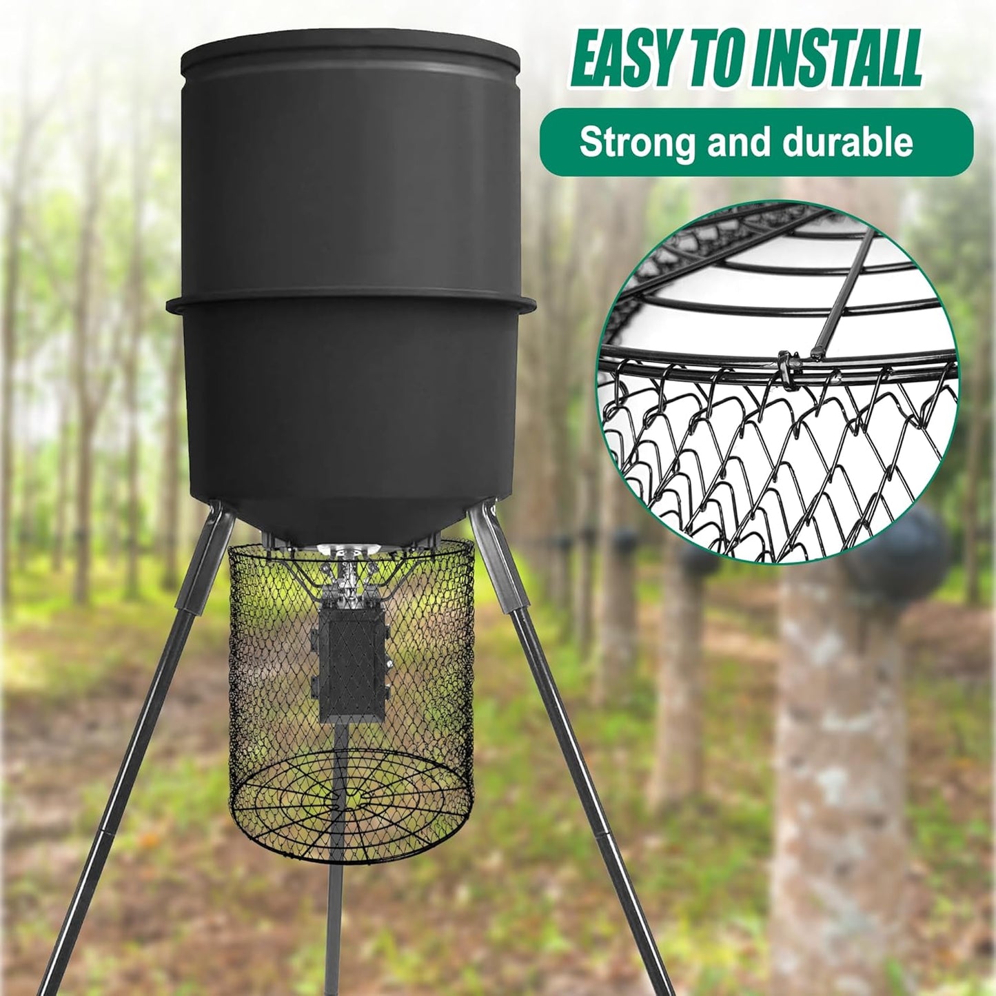 Foldable Deer Feeder Varmint Guard, 13x12 in Stainless Steel Deer Feeder Protective Guards Cage for Outdoor Fores, Keep Raccoon Squirrels Birds Away from Your Feeder