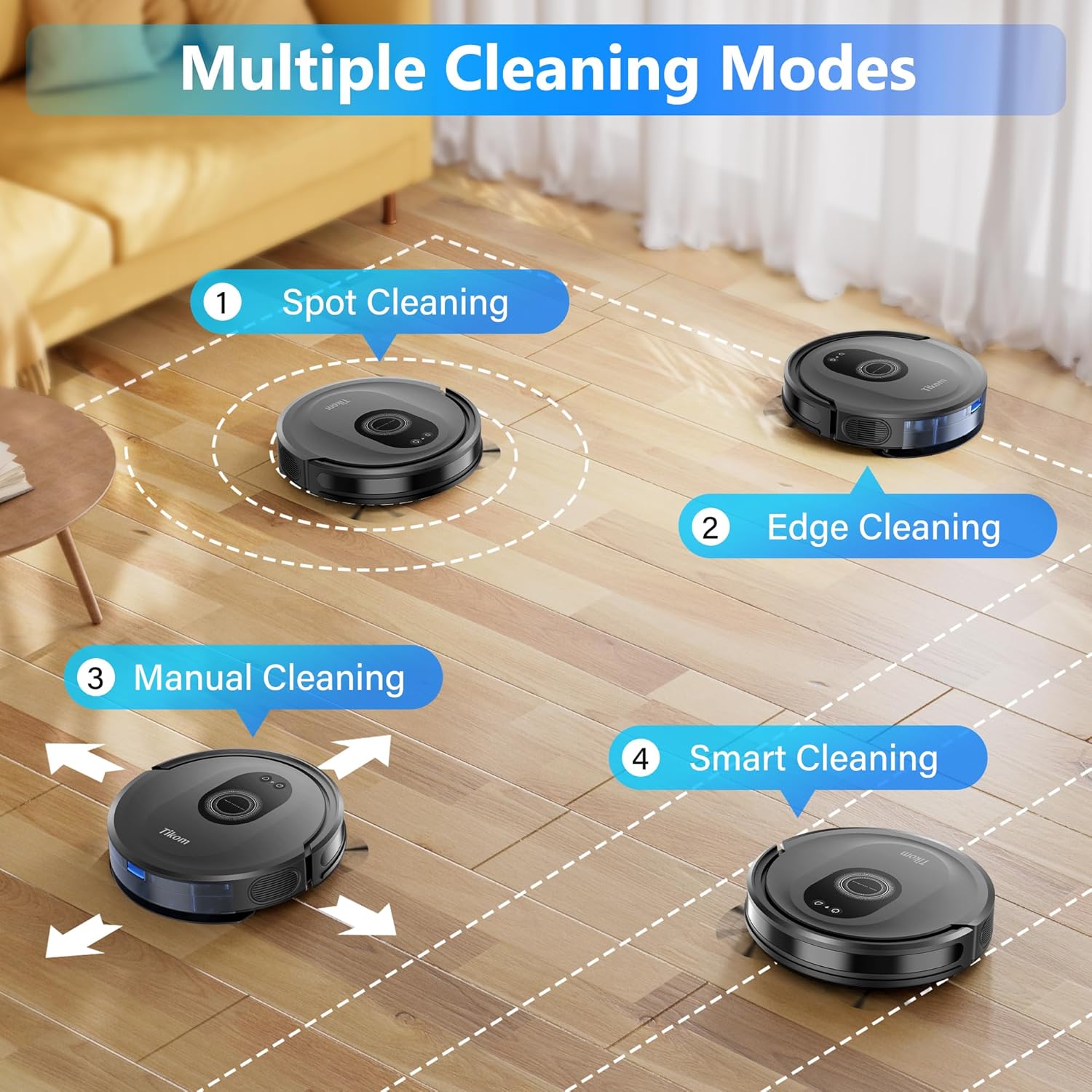 Tikom Robot Vacuum and Mop Combo, 5000Pa Robotic Vacuum Cleaner, 150 M