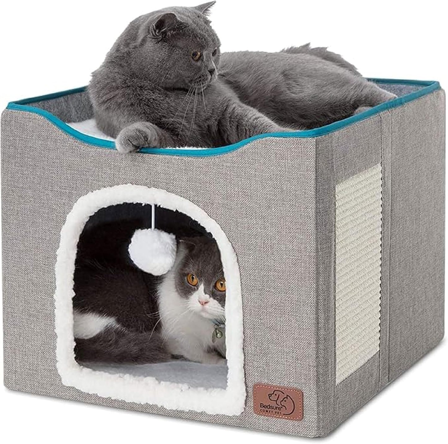 Bedsure Cat Beds for Indoor Cats - Large Cat Cave for Pet Cat House wi