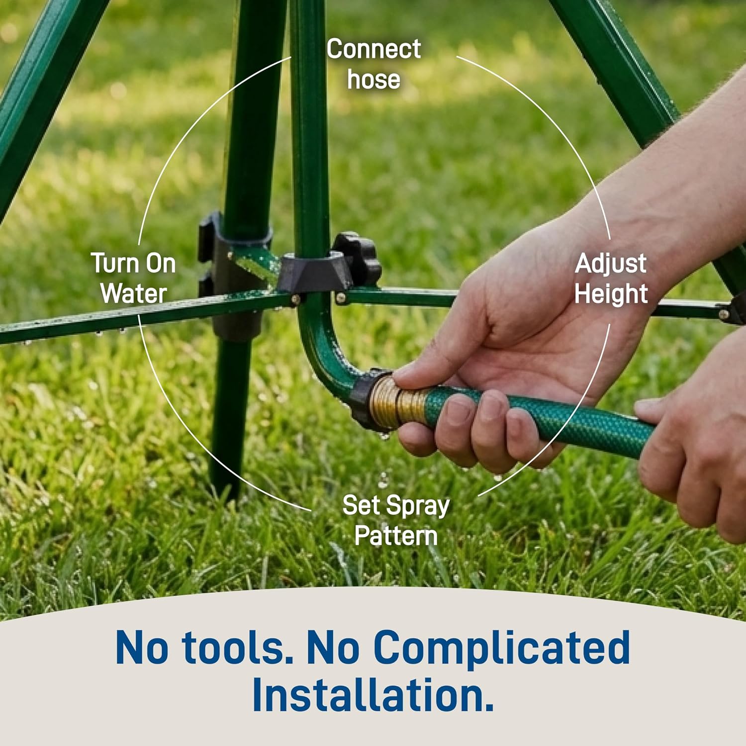 Orbit 56667Z Tripod Lawn Zinc Impact Sprinkler - 360 Degree Rotating S